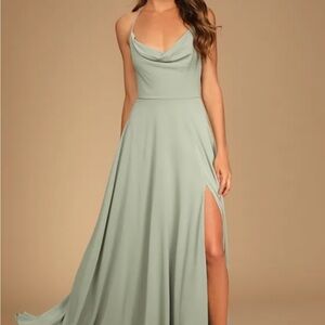 Lulu's Sage Green Maxi Dress with Slit